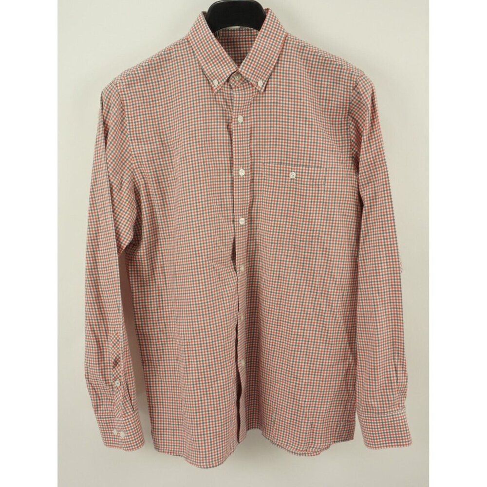 Criquet Men's Medium Long Sleeve Red Gray Lightweight Flannel Button Up Shirt